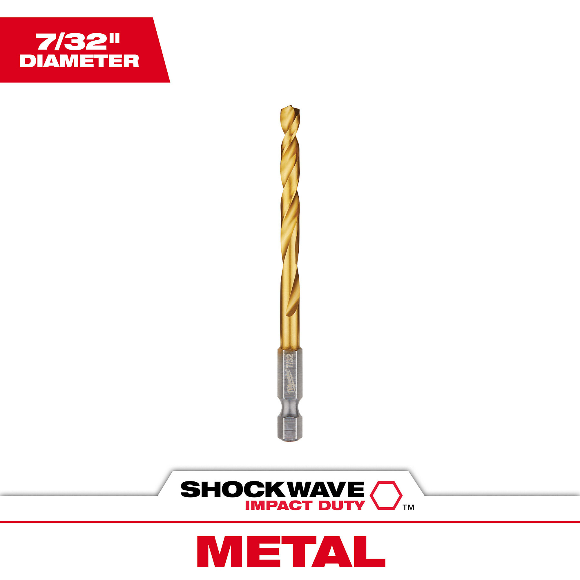 Milwaukee Shockwave Impact Duty Titanium Drill Bit, 7/32in. Dia., Model# 48-89-4611